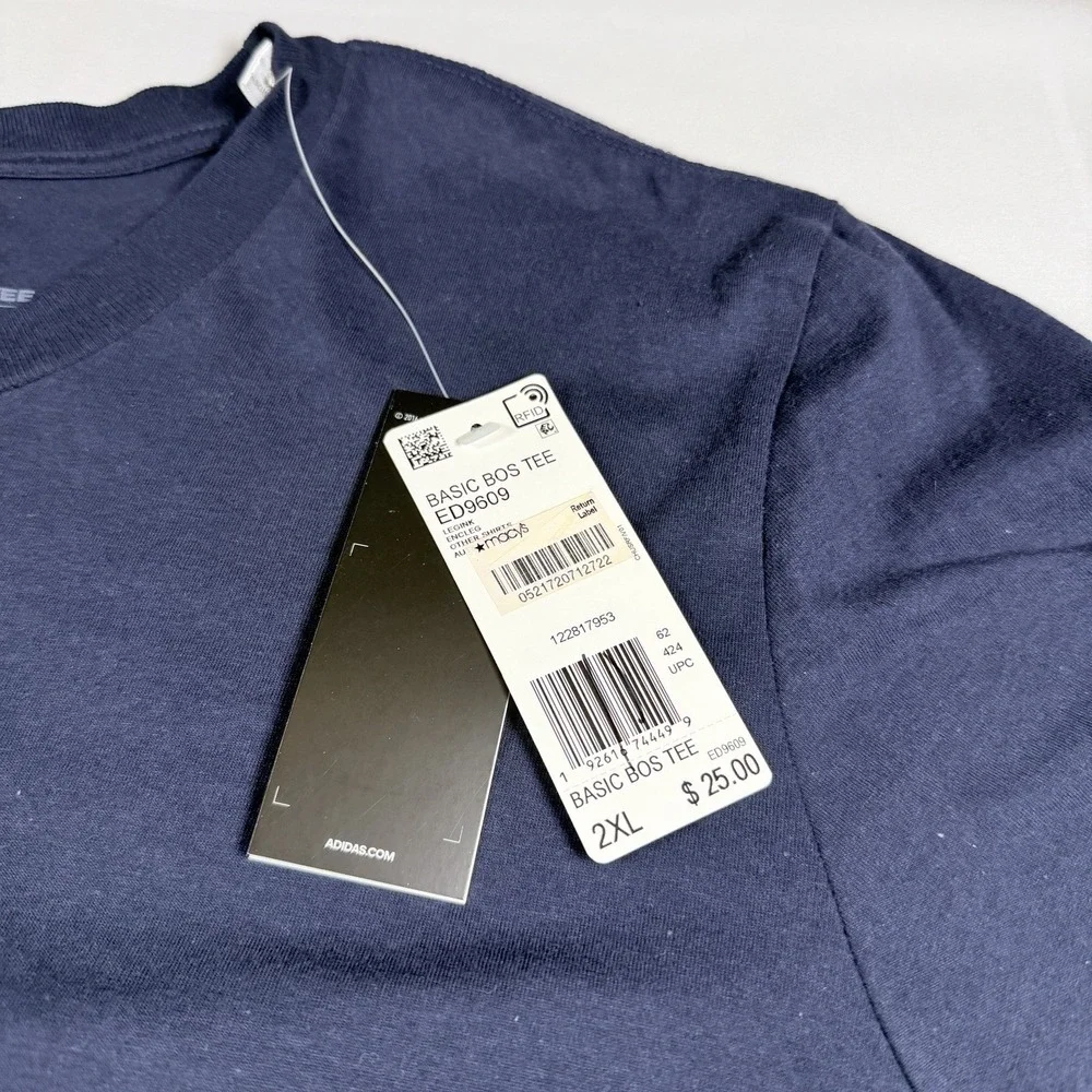 Adidas Basic Bos Tee T-Shirt Size 2XL Men's Navy Blue New Muscle Short Sleeve